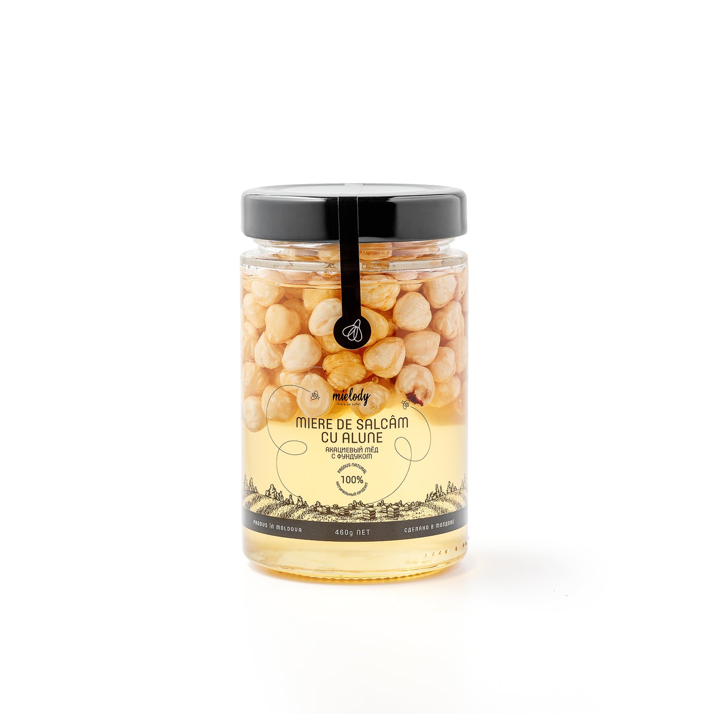 Borcan Miere Salcam cu Alune Mielody 460 g fata